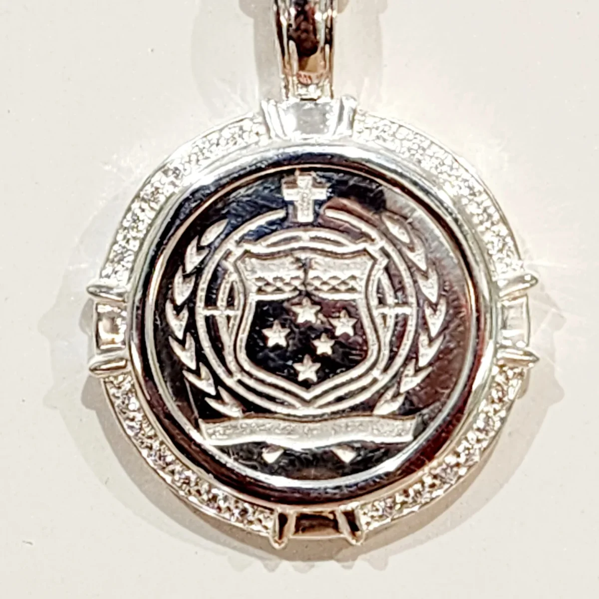 Sterling Silver Samoan Sila Pendant with Cubic Zirconia Setting with 60cm CD40 Chain