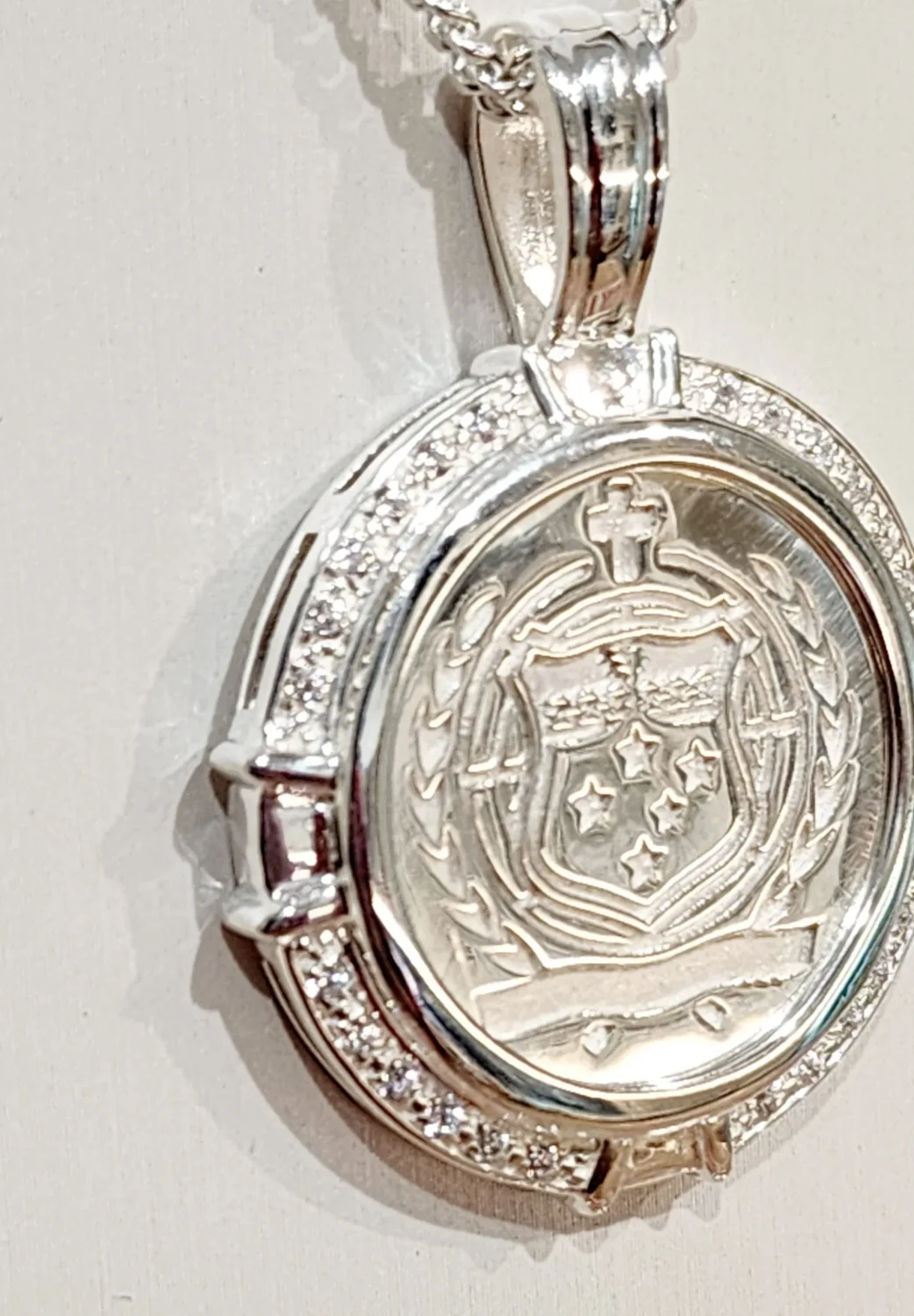 Sterling Silver Samoan Sila Pendant with Cubic Zirconia Setting with 60cm CD40 Chain