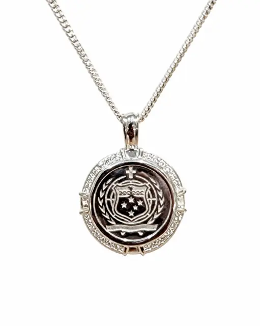 Sterling Silver Samoan Sila Pendant with Cubic Zirconia Setting with 60cm CD40 Chain