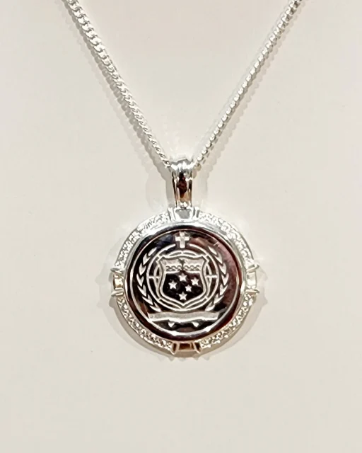 Sterling Silver Samoan Sila Pendant with Cubic Zirconia Setting with 60cm CD40 Chain