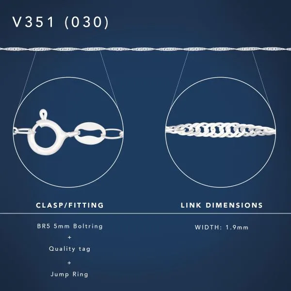 Sterling Silver Singapore Twist Chain – 30-Gauge with Jump Ring