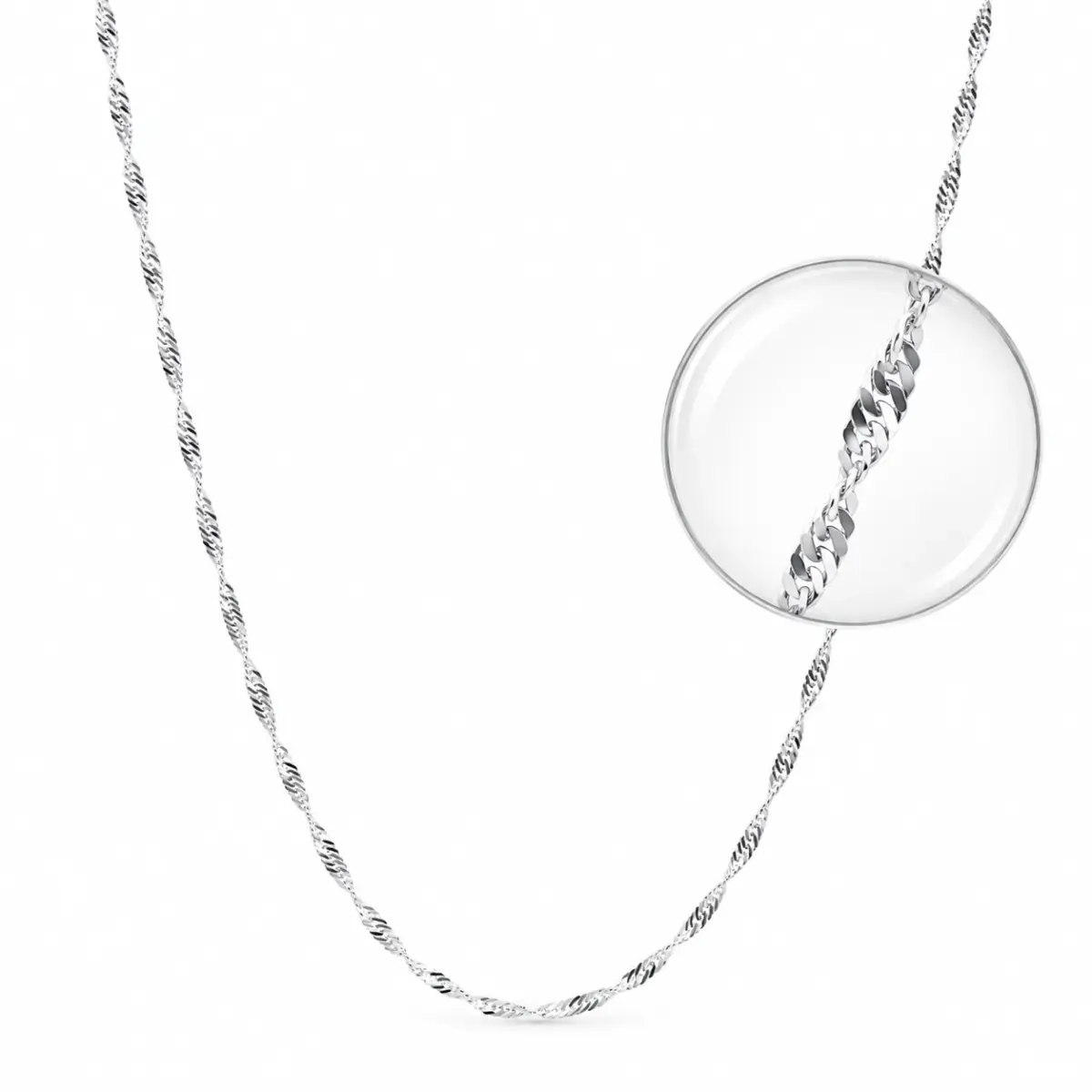 Sterling Silver Singapore Twist Chain – 30-Gauge with Jump Ring