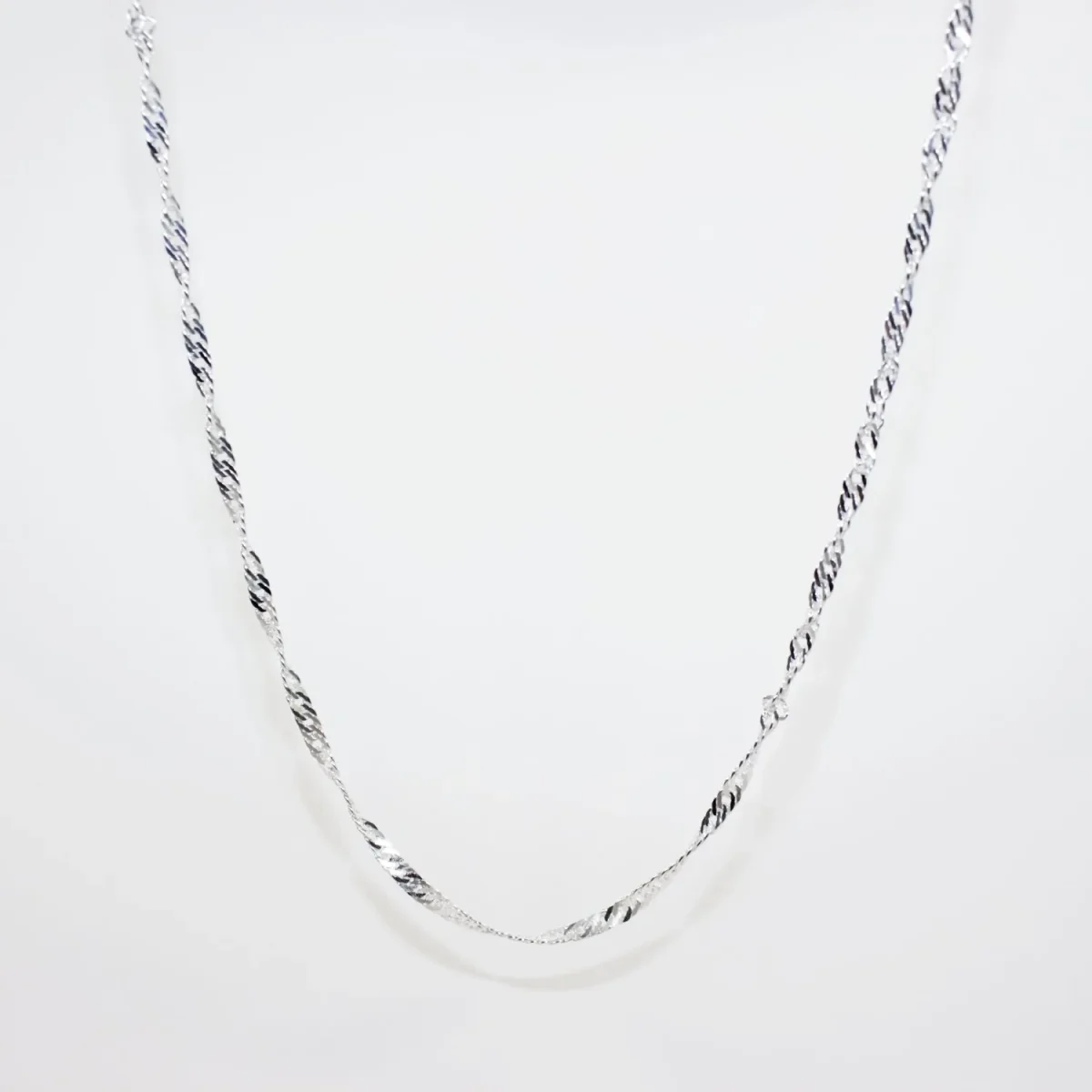 Sterling Silver Singapore Twist Chain – 50-Gauge with Jump Ring