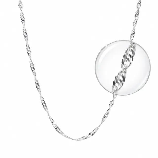Sterling Silver Singapore Twist Chain – 50-Gauge with Jump Ring