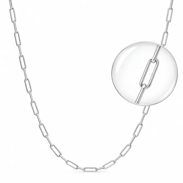 Sterling Silver Small Paperclip Link Chain (10.7 × 3 mm) with Lobster Catch