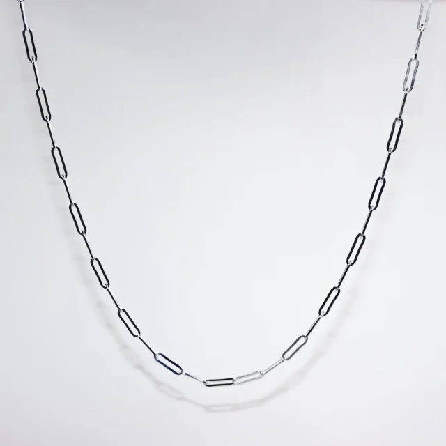 Sterling Silver Small Paperclip Link Chain (10.7 × 3 mm) with Lobster Catch