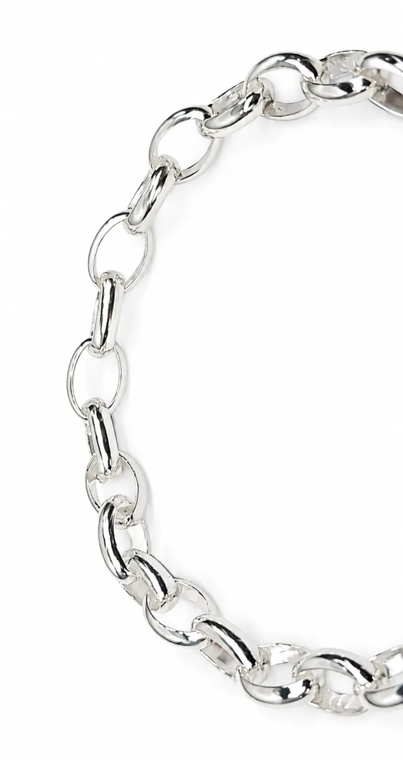 Sterling Silver Solid BO4 Oval Belcher Link Bracelet with Puff Heart Padlock & Safety Chain 18.50cm – Made in New Zealand - BO4BL18.5/PADF15