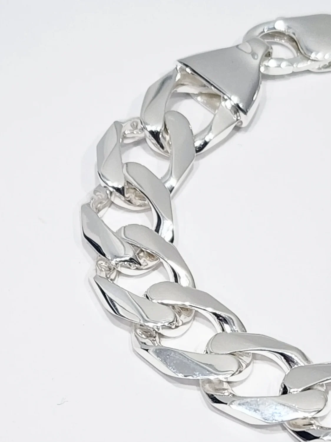 Sterling Silver Solid Curb Link Bracelet 12.40mm – Parrot Clasp - CYBA87