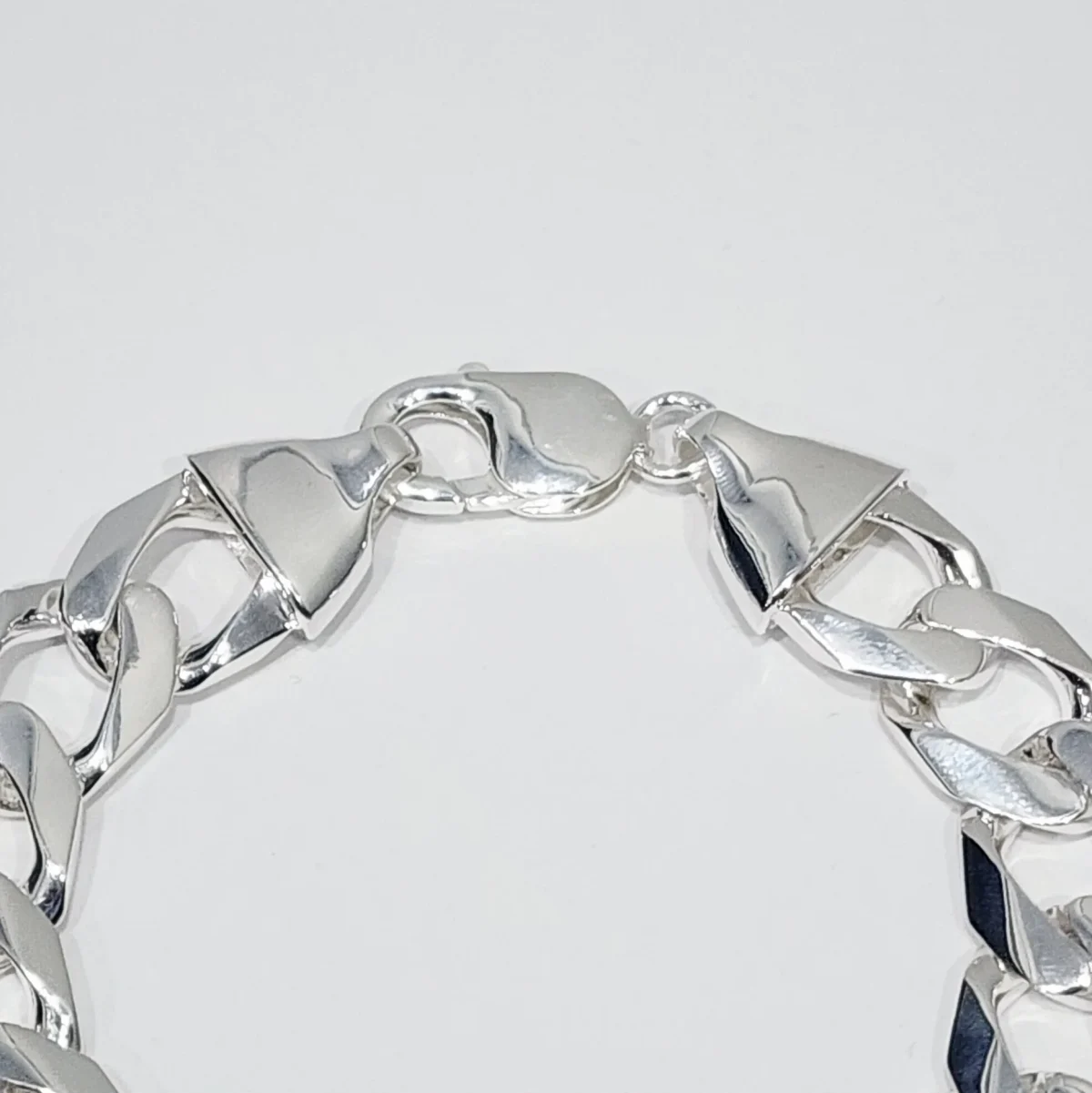 Sterling Silver Solid Curb Link Bracelet 12.40mm – Parrot Clasp - CYBA87