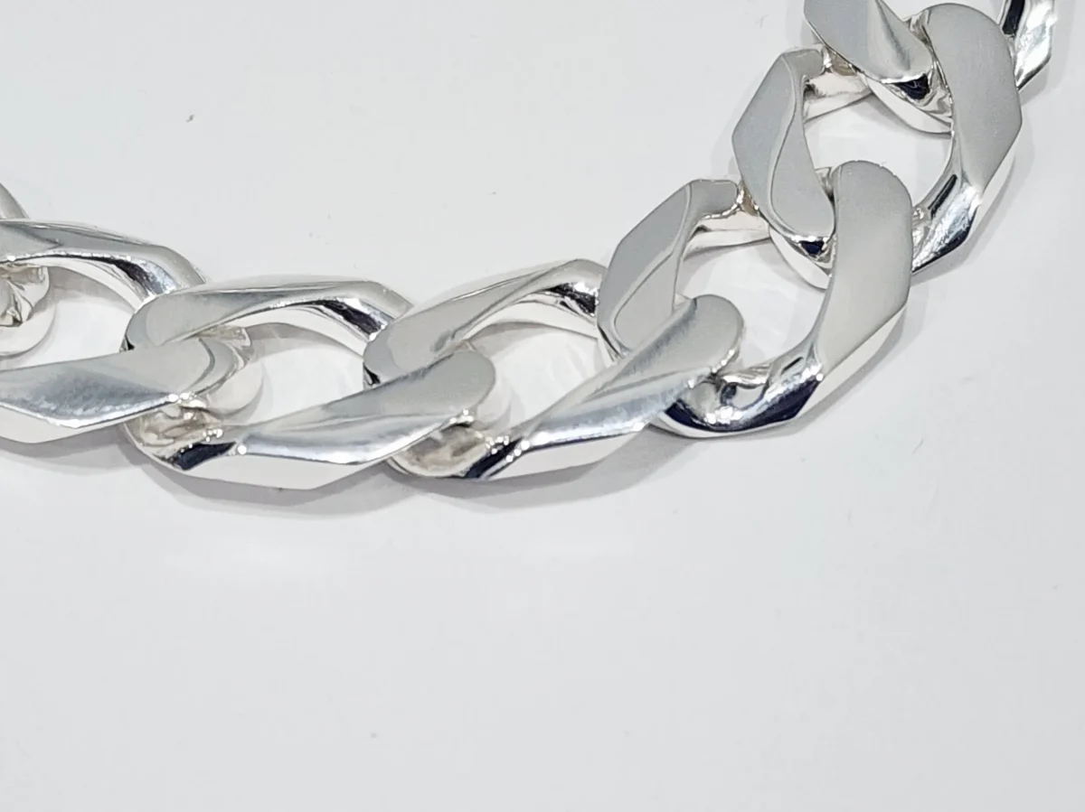 Sterling Silver Solid Curb Link Bracelet 12.40mm – Parrot Clasp - CYBA87
