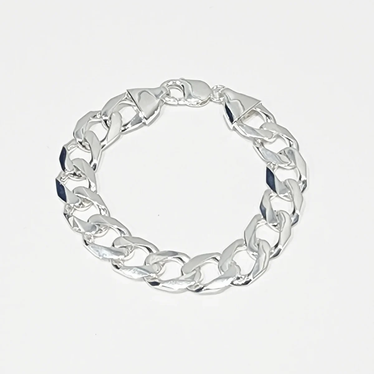 Sterling Silver Solid Curb Link Bracelet 12.40mm – Parrot Clasp - CYBA87