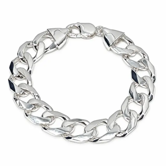 Sterling Silver Solid Curb Link Bracelet 12.40mm – Parrot Clasp - CYBA87