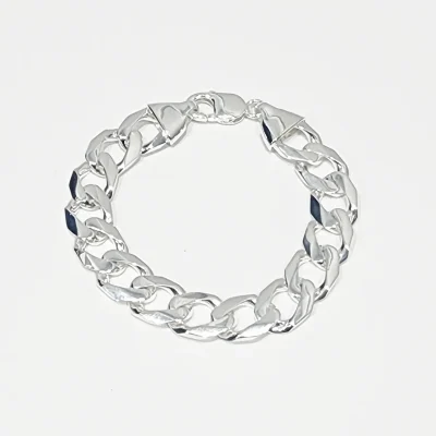 Sterling Silver Solid Curb Link Bracelet 12.40mm – Parrot Clasp - CYBA87