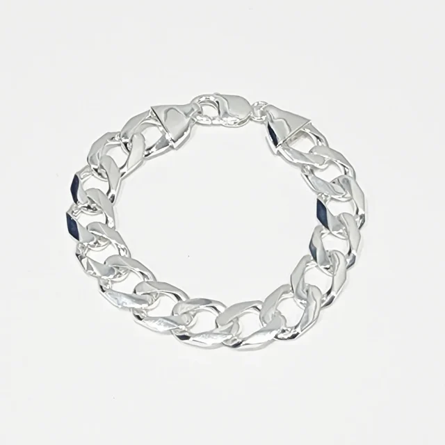Sterling Silver Solid Curb Link Bracelet 12.40mm – Parrot Clasp - CYBA87