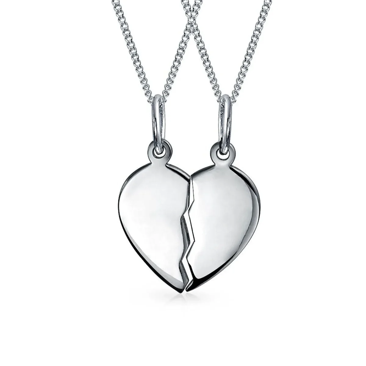 Sterling Silver Split Heart Pendant 27mm x 19mm - 017