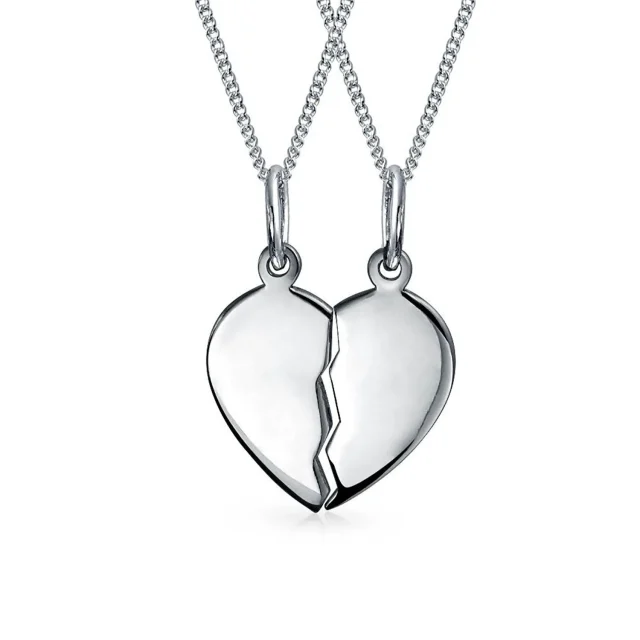 Sterling Silver Split Heart Pendant 27mm x 19mm - 017