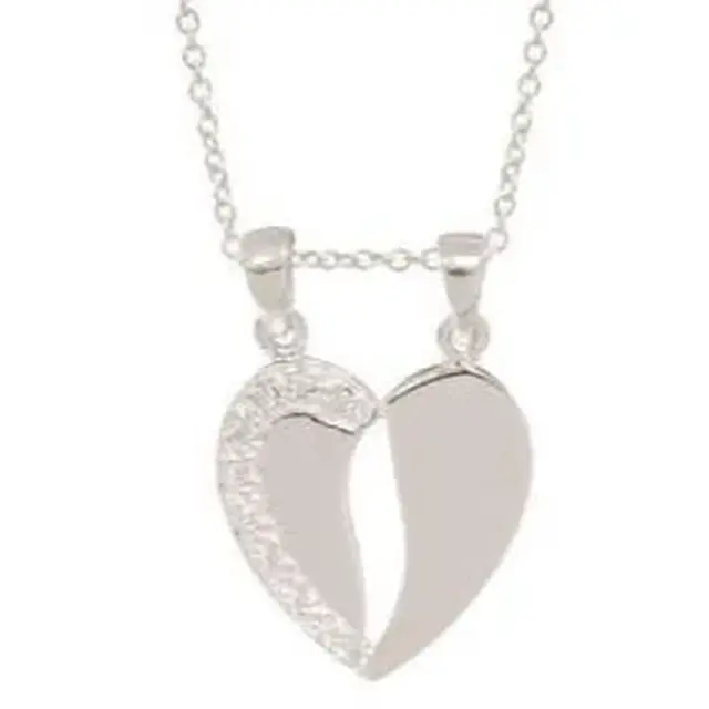 Sterling Silver Split Heart Pendant 27mm x 19mm - 018