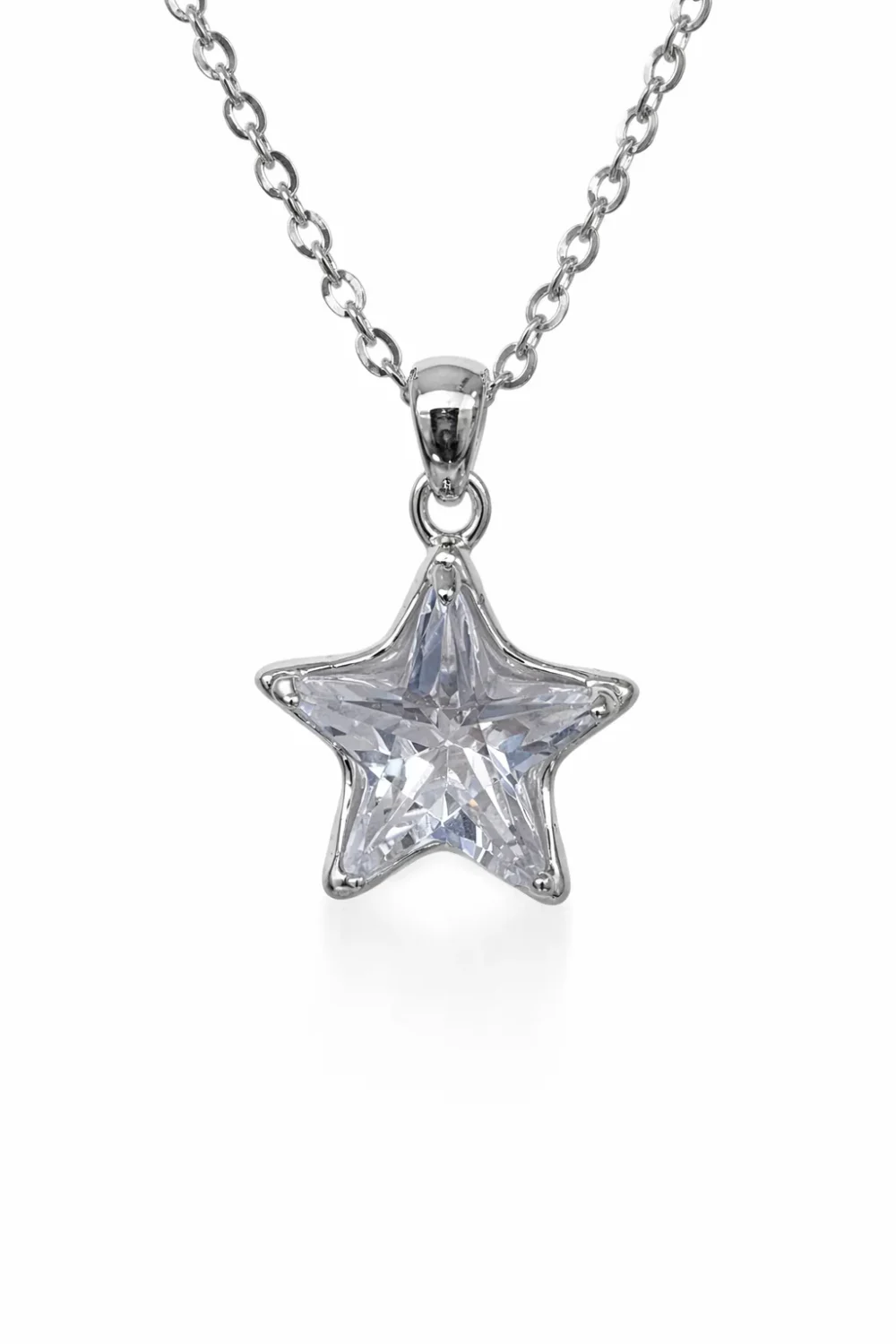 Sterling Silver Star CZ Pendant Necklace with Adjustable Chain (10.30mm) - YL7372101