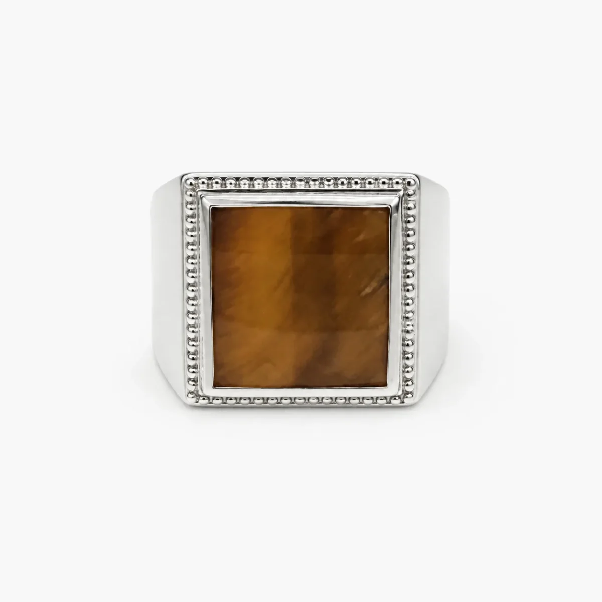 Sterling Silver Tiger's Eye Signet Ring – 13mm x 13mm Square Tiger's Eye - CYR8180TE