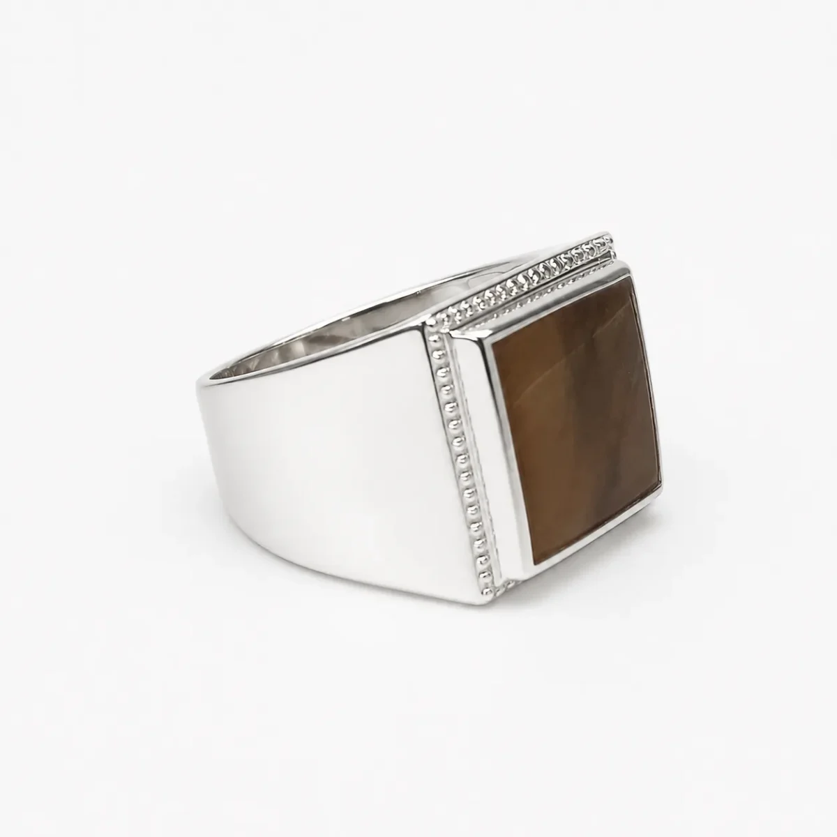 Sterling Silver Tiger's Eye Signet Ring – 13mm x 13mm Square Tiger's Eye - CYR8180TE