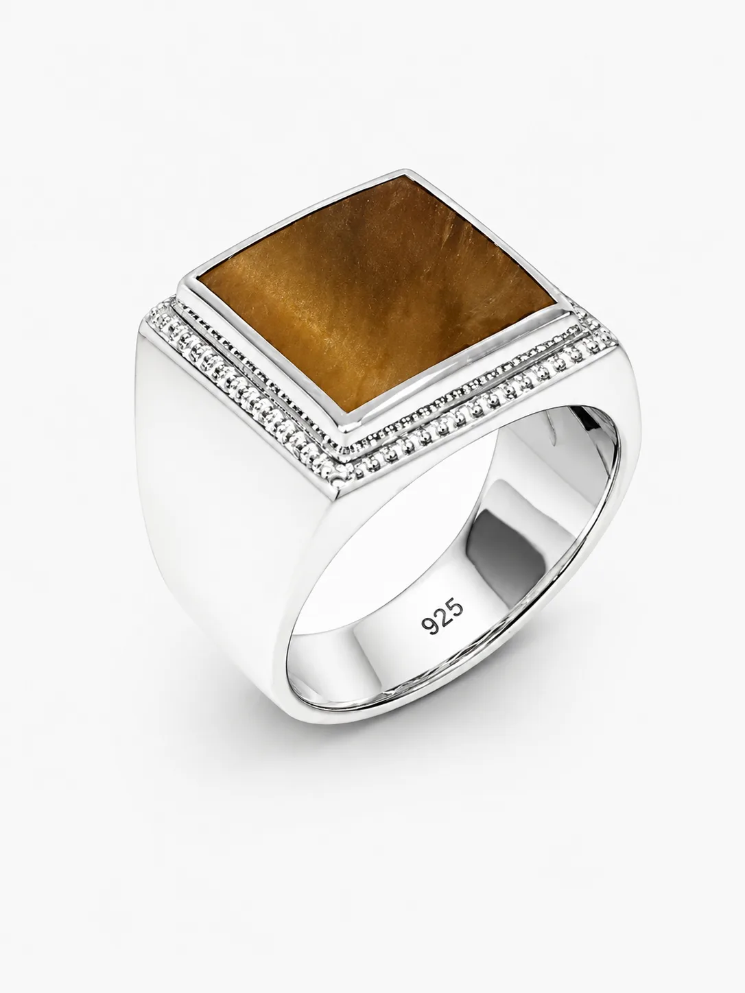 Sterling Silver Tiger's Eye Signet Ring – 13mm x 13mm Square Tiger's Eye - CYR8180TE