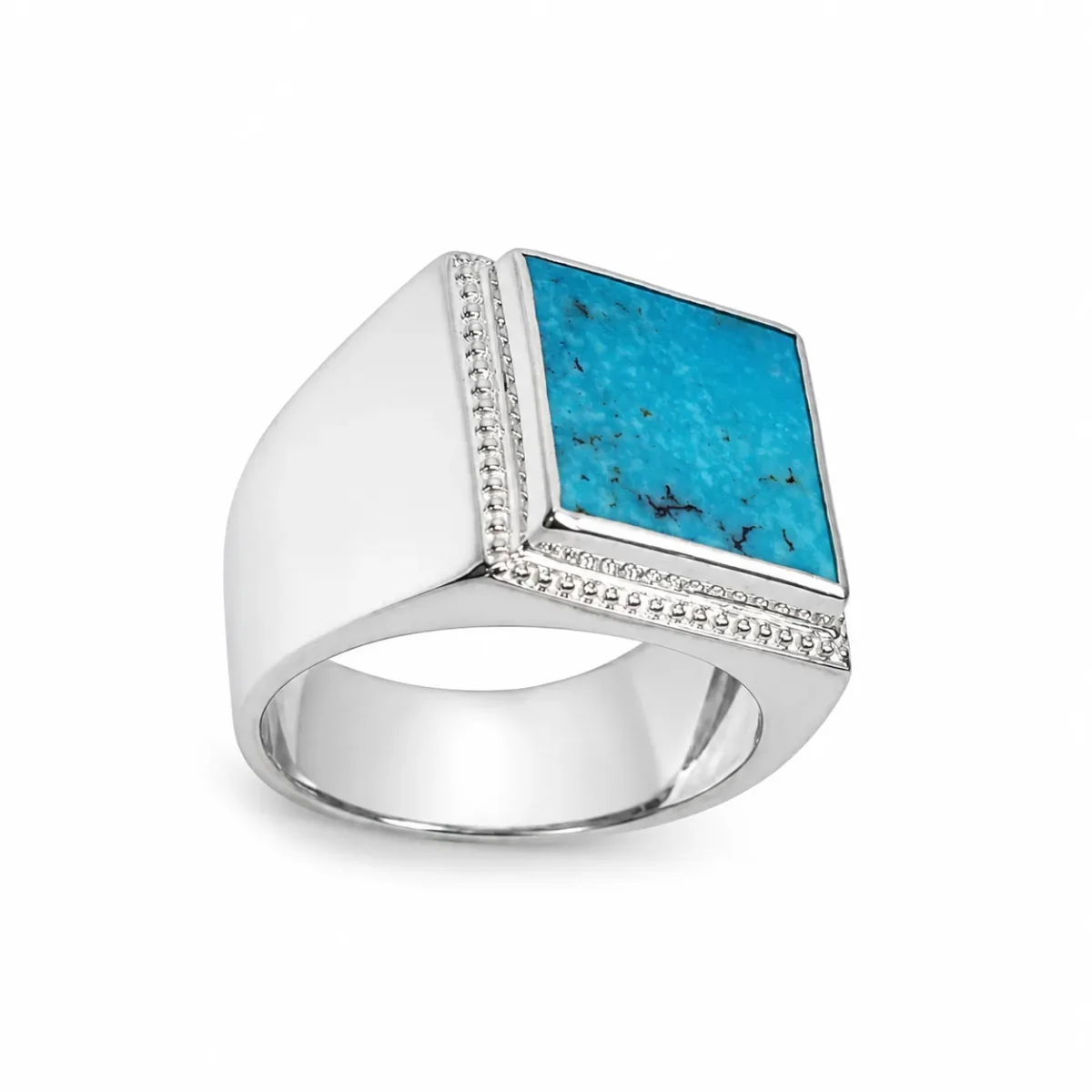 Sterling Silver Turquoise Signet Ring – 13mm x 13mm Square Turquoise Stone - CYR8180TQ