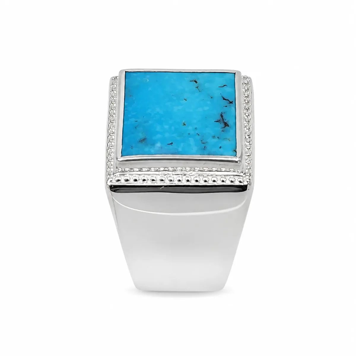 Sterling Silver Turquoise Signet Ring – 13mm x 13mm Square Turquoise Stone - CYR8180TQ