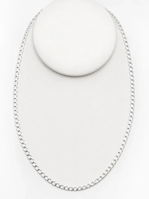 Sterling Silver Ultra Flat Bevel Sided Diamond Cut 120 Gauge Curb Link Chain - UFBSCD120