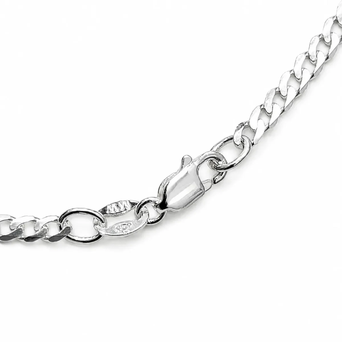 Sterling Silver Ultra Flat Bevel Sided Diamond Cut 60 Gauge Curb Link Chain - UFBSCD60