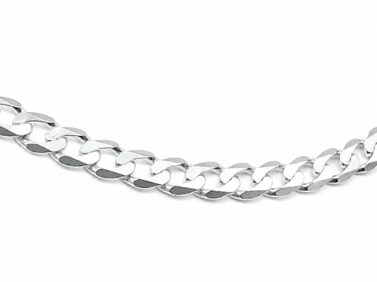 Sterling Silver Ultra Flat Bevel Sided Diamond Cut 60 Gauge Curb Link Chain - UFBSCD60