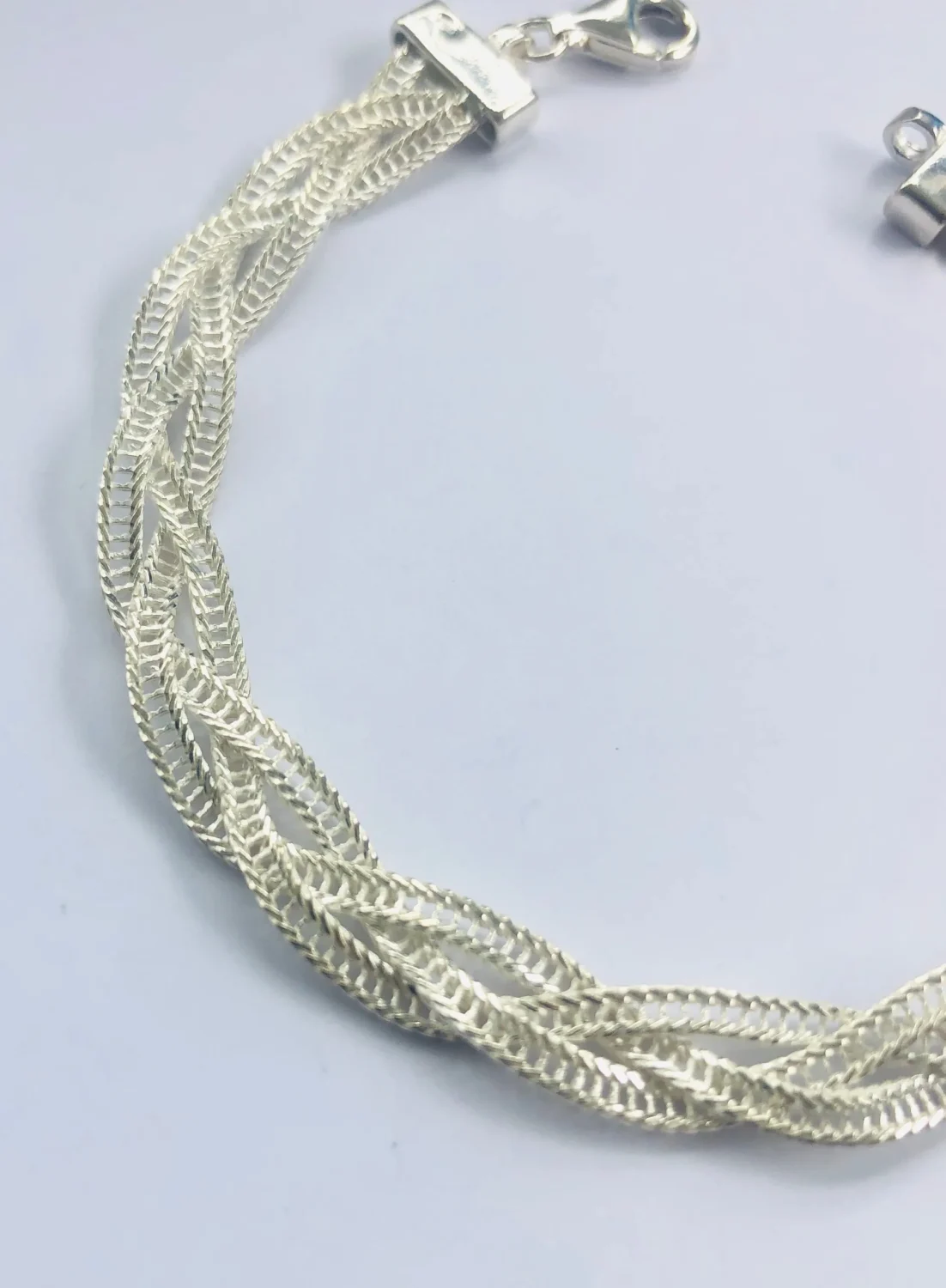 Sterling Silver Weave Pattern Bracelet 19cm - 004