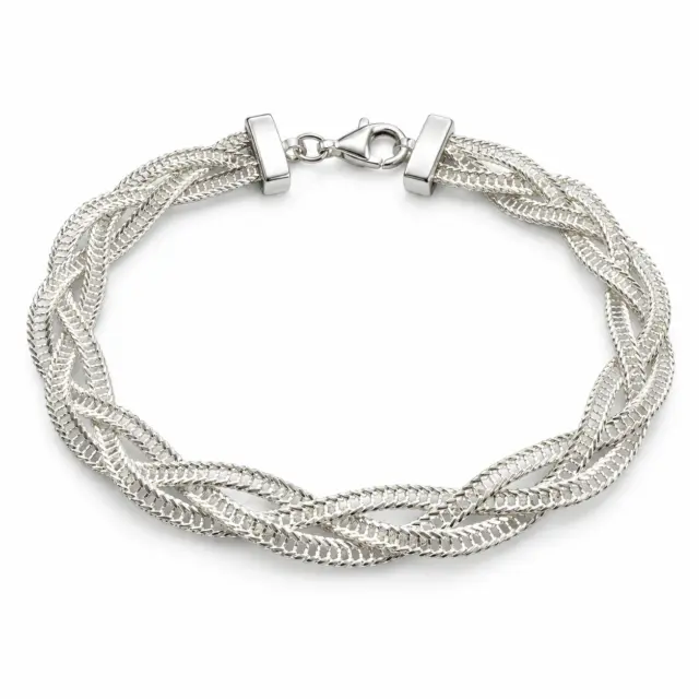 Sterling Silver Weave Pattern Bracelet 19cm - 004