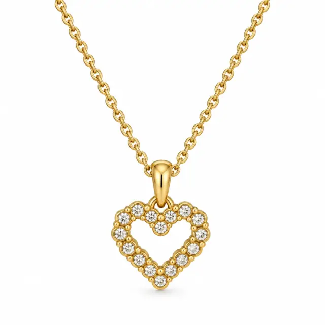 TED BAKER AMORE Halo Heart Yellow Gold Coloured Crystal Heart Pendant - TBJ3832-02-02