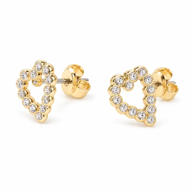 TED BAKER Amorina Gold Tone Crystal Halo Heart Stud Earring - TBJ3834-02-02