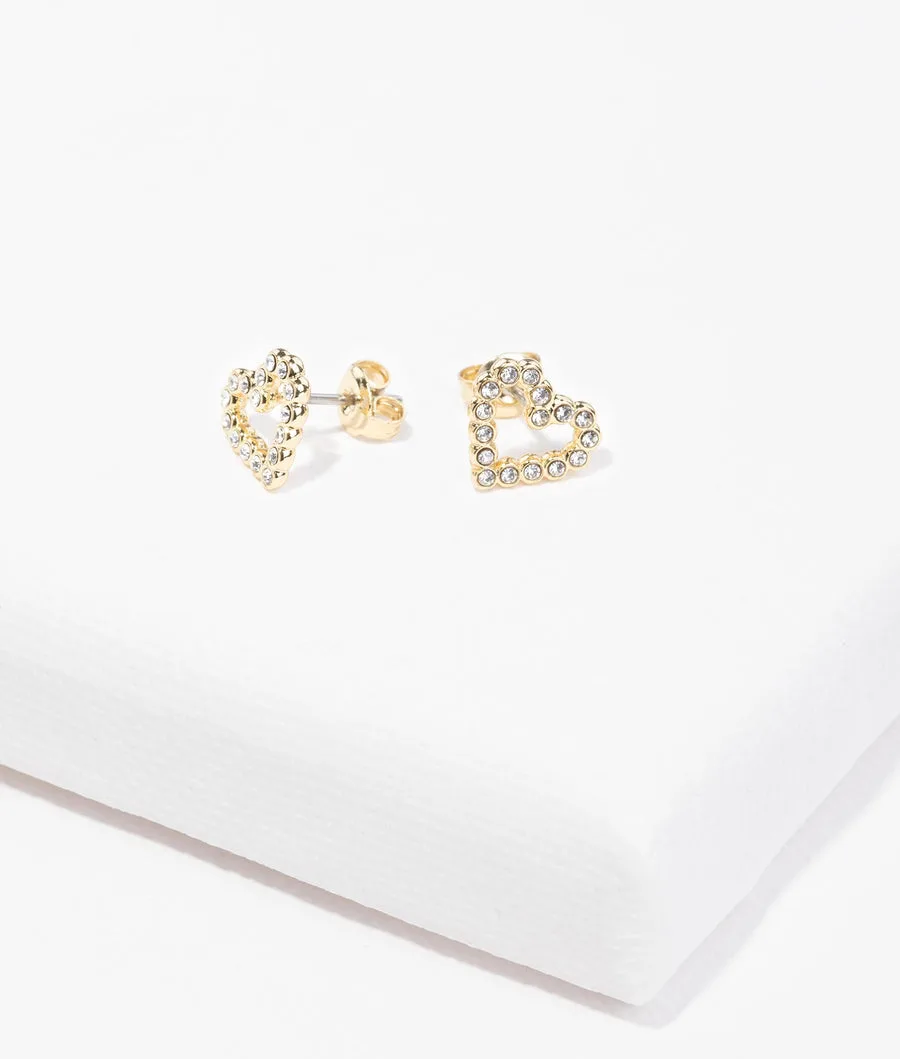TED BAKER Amorina Gold Tone Crystal Halo Heart Stud Earring - TBJ3834-02-02