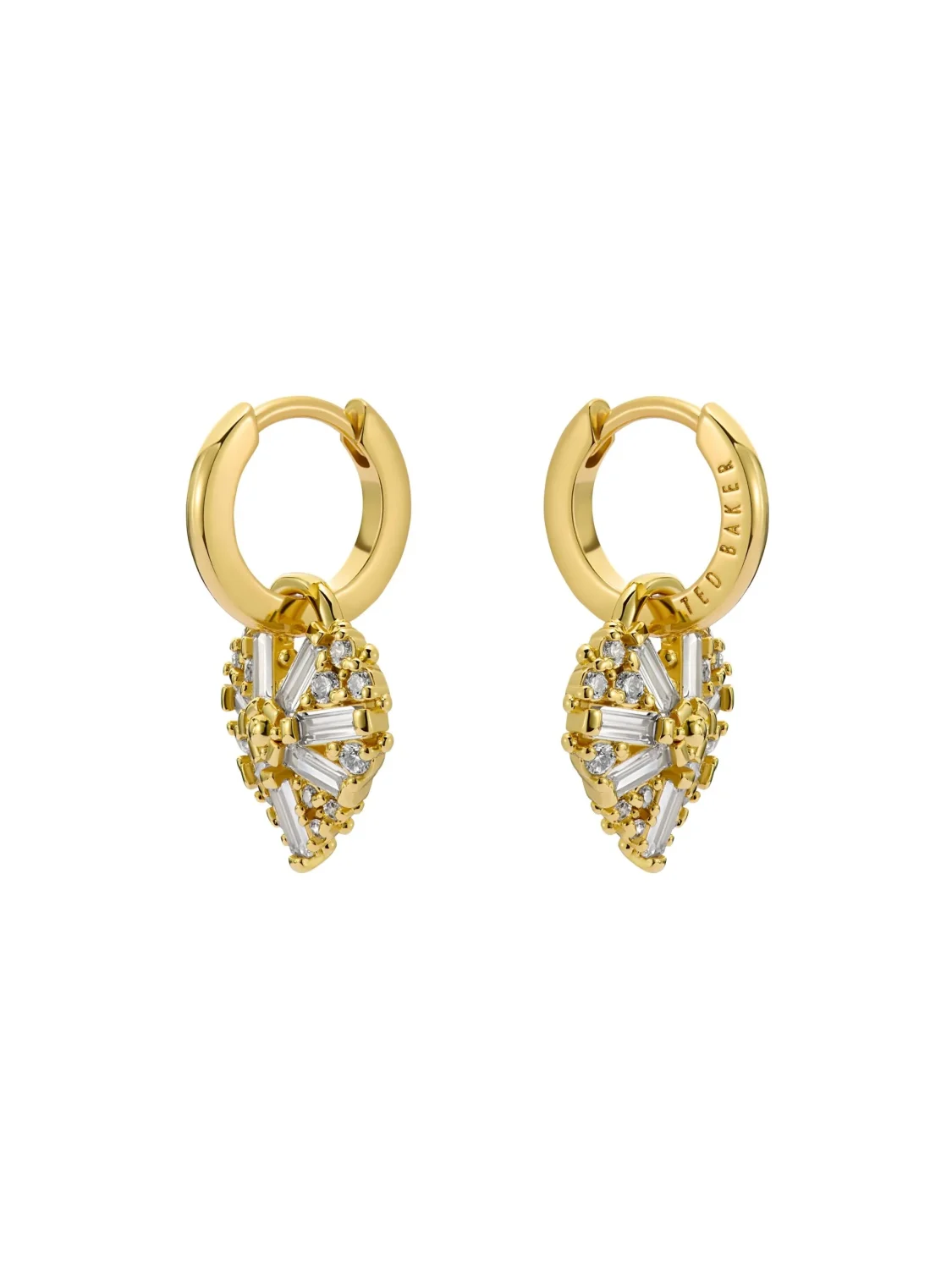 TED BAKER CHERISE Crystal Cluster Heart Pendant Hoop Earrings - TBJ3980-02-02