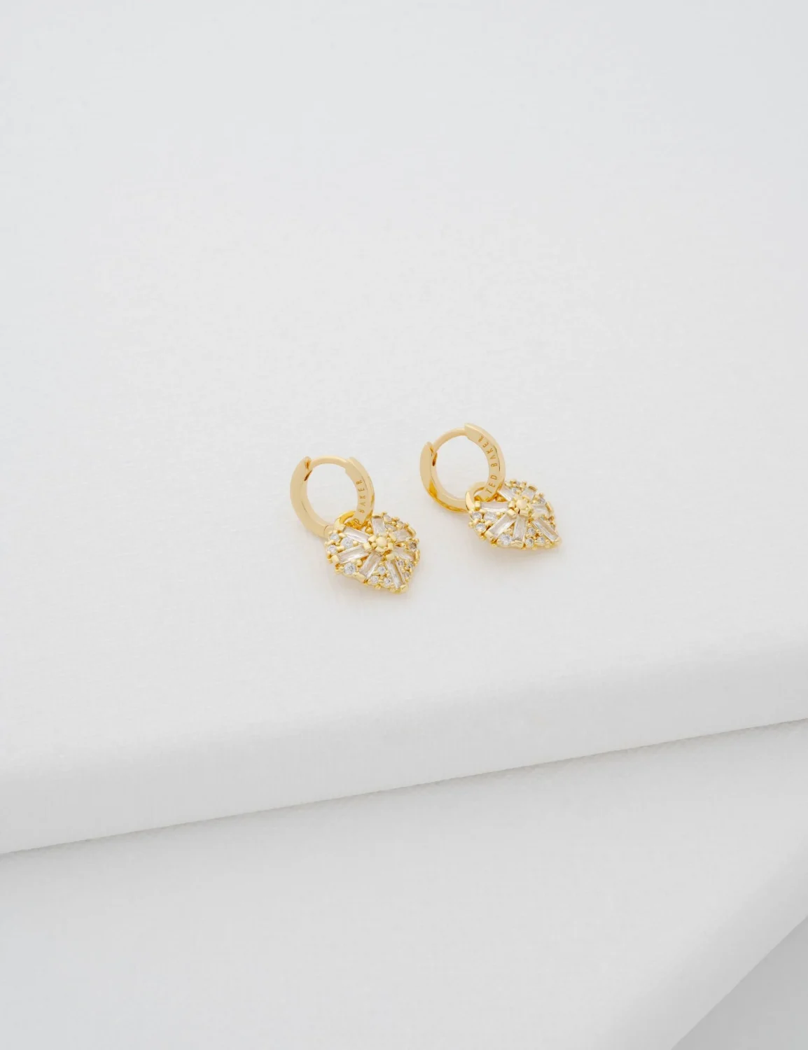 TED BAKER CHERISE Crystal Cluster Heart Pendant Hoop Earrings - TBJ3980-02-02