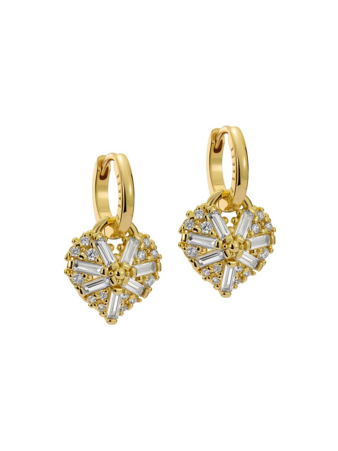 TED BAKER CHERISE Crystal Cluster Heart Pendant Hoop Earrings - TBJ3980-02-02