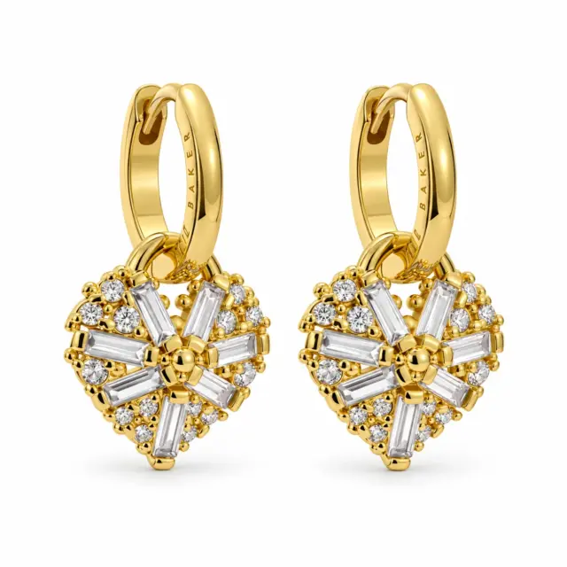TED BAKER CHERISE Crystal Cluster Heart Pendant Hoop Earrings - TBJ3980-02-02