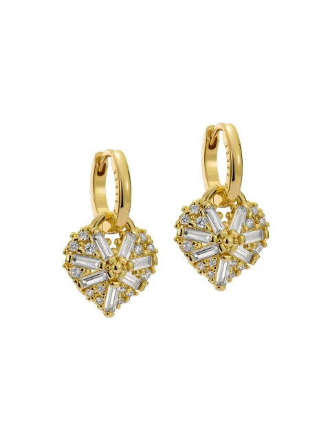 TED BAKER CHERISE Crystal Cluster Heart Pendant Hoop Earrings - TBJ3980-02-02