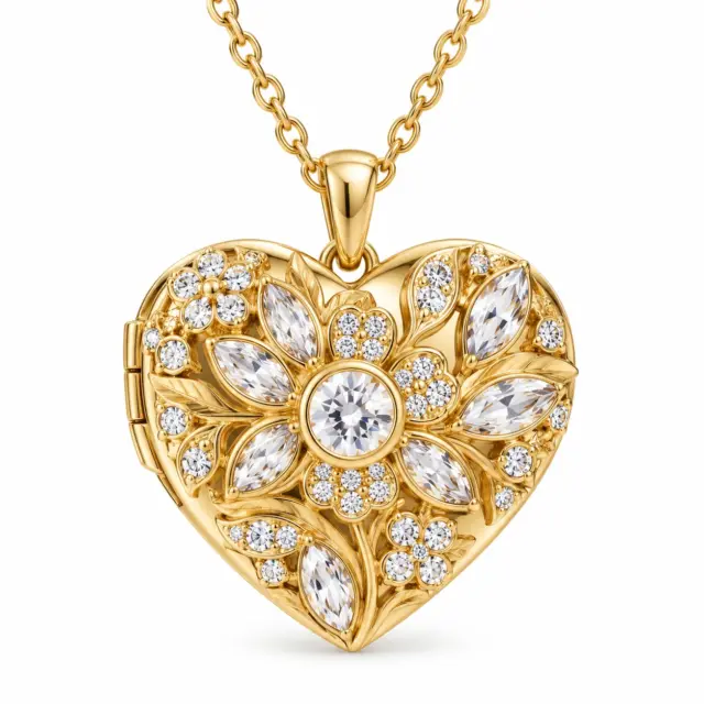 TED BAKER CHERISH Crystal Heart Locket Pendant Necklace - TBJ3981-02-02