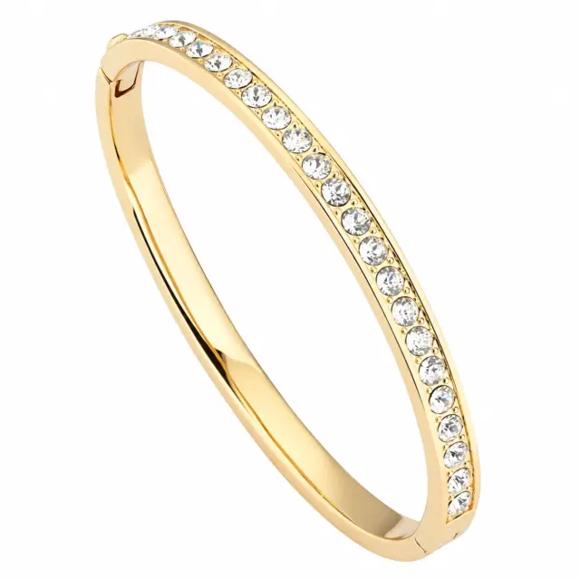 TED BAKER Clemara Hinged Crystal Yellow Gold Coloured Bangle - TBJ1567-02-02