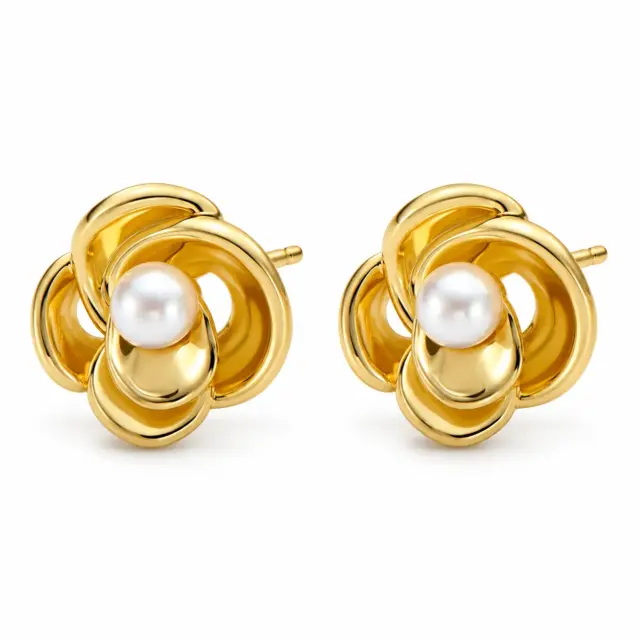 TED BAKER FLO Gold Tone Plated Pearl Flower Stud Earrings - TBJ3759-02-28