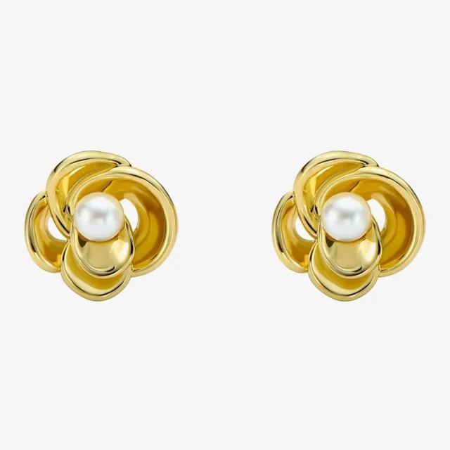 TED BAKER FLO Gold Tone Plated Pearl Flower Stud Earrings - TBJ3759-02-28