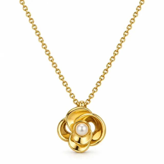 TED BAKER FLORA Gold Tone Plated Pearl Flower Necklace - TBJ3757-02-28