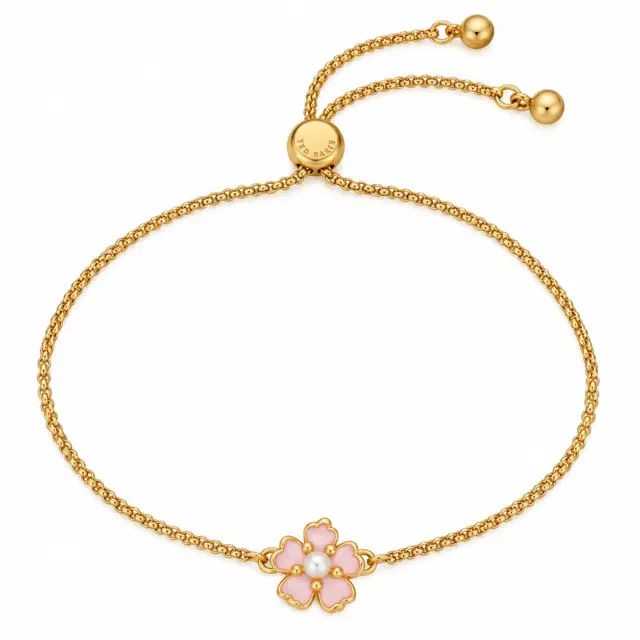 TED BAKER Gold Tone PETIAL Painted Flower Adjustable Bracelet - TBJ3646-02-215