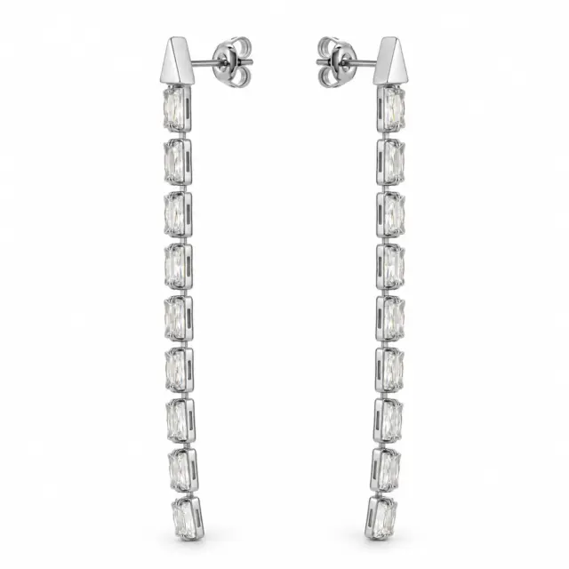 TED BAKER ISALIE Baguette Crystal Long Drop Earrings - TBJ3781-01-02