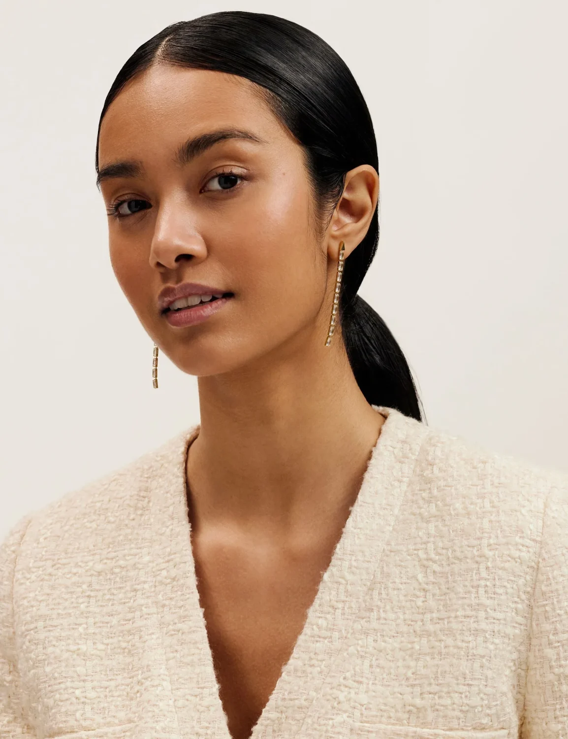 TED BAKER ISALIE Baguette Crystal Long Drop Earrings - TBJ3781-02-02