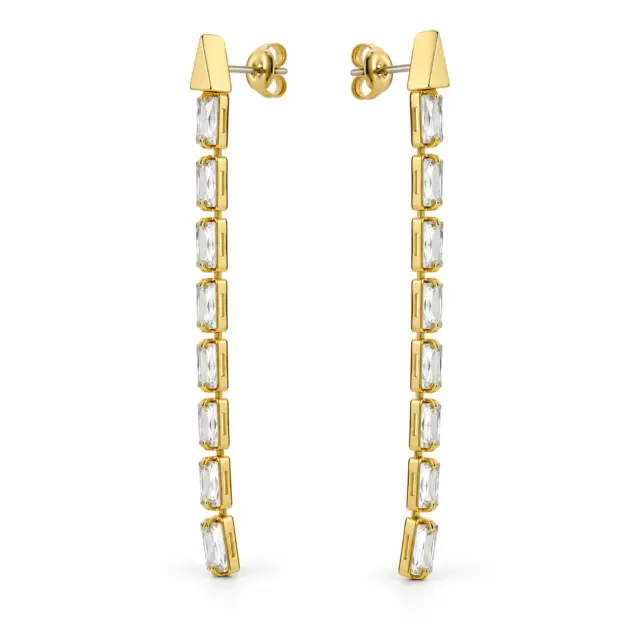 TED BAKER ISALIE Baguette Crystal Long Drop Earrings - TBJ3781-02-02
