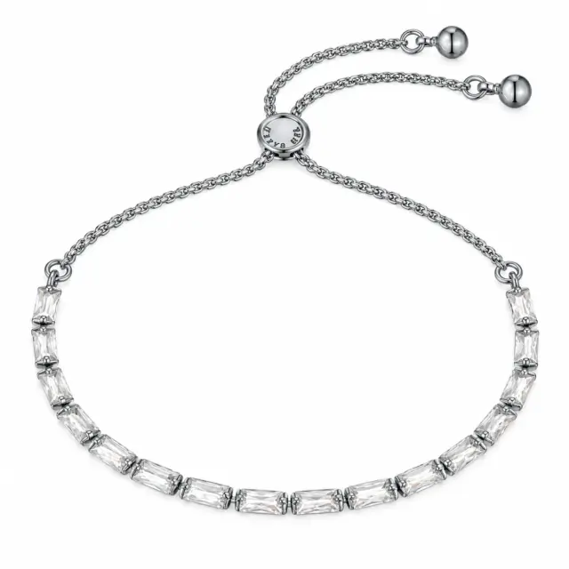 TED BAKER ISELA Silver Tone Plated Crystal Baguette Toggle Bracelet - TBJ3780-01-02